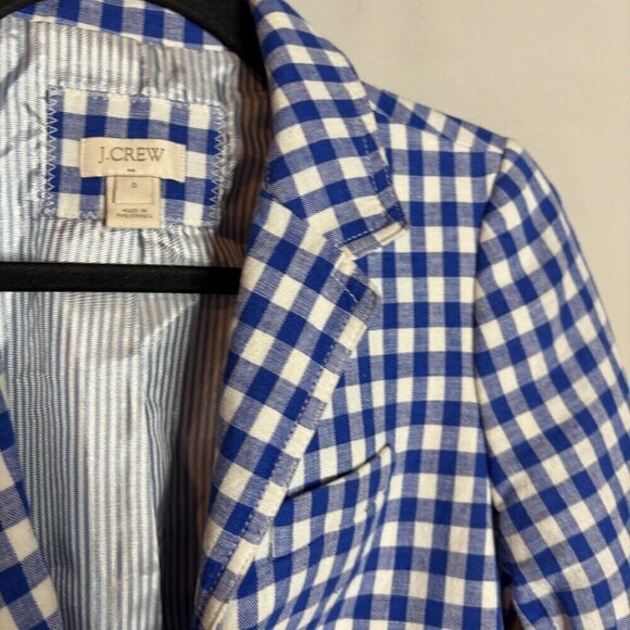 J. Crew blue and white gingham linen blend blazer jacket - Picture 2 of 5
